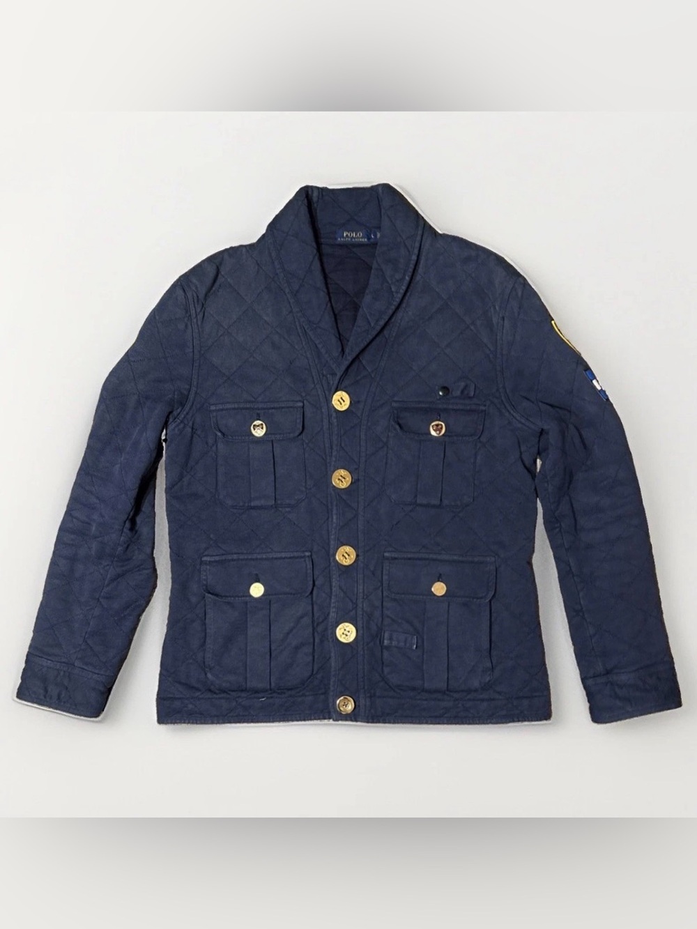 Polo Ralph Lauren Custom Sweater Cardigan Size: Large Blue CSP/ Super Bee Patch